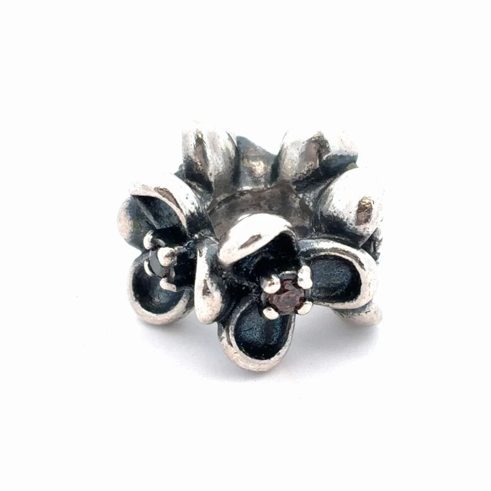 Authentic PANDORA 925 Sterling Silver Pink Cubic Zirconia Slide Bracelet Charm